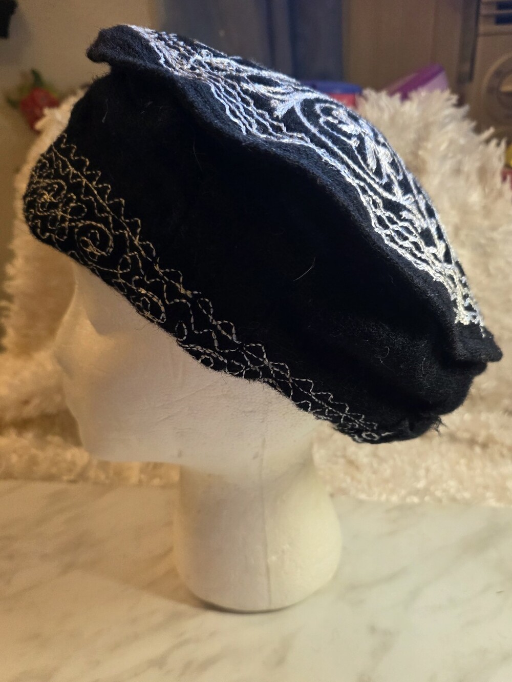 Black Embroidered Afgan Pakol Hat